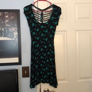 Black and teal skull dress